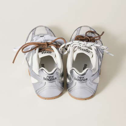 NB (WMNS) x Miu Miu 530 SL metallic leather and mesh sneakers