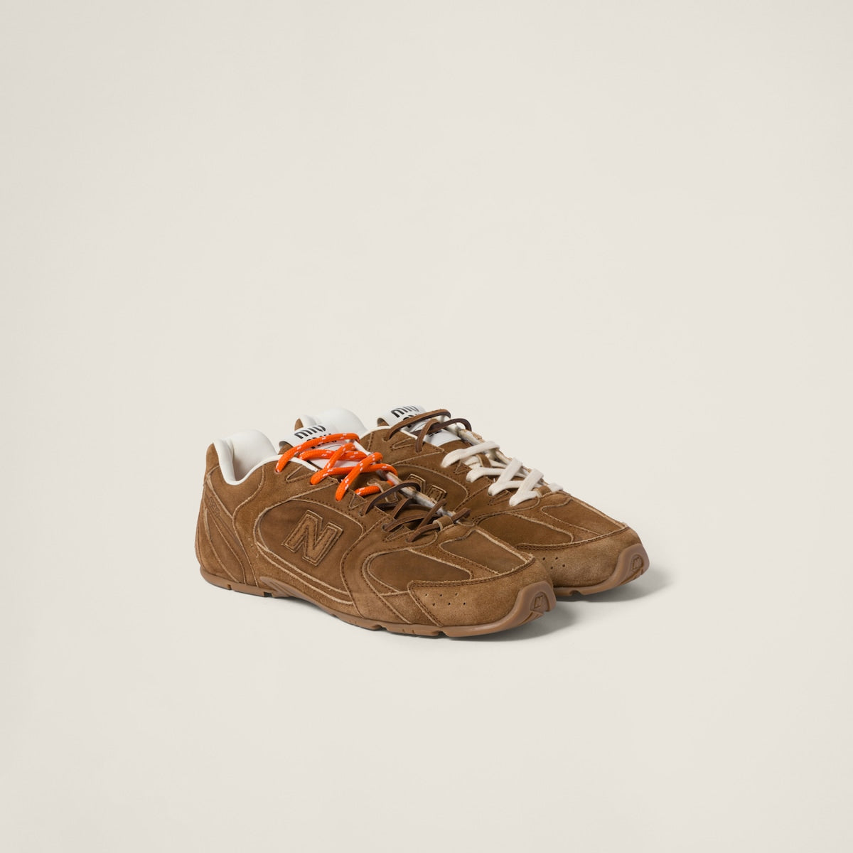 NB (WMNS) x Miu Miu 530 SL Suede and Mesh Sneakers Orange Laces
